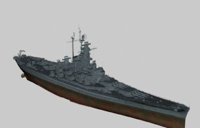 马萨诸塞号战列舰max,fbx模型
