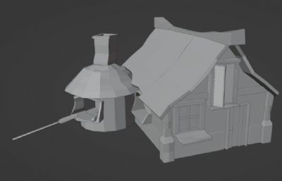 烧窑小屋blender模型,有fbx,obj文件