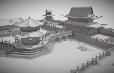 中国唐宫殿obj模型