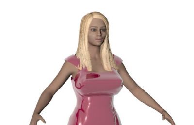 穿粉色吊带裙的国外女人C4D模型