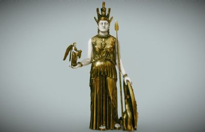 帕台农神庙雅典娜雕像obj模型
