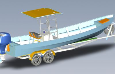 solidworks拖车+渔船模型