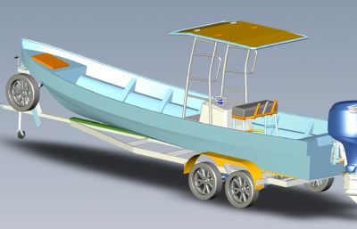 solidworks拖车+渔船模型