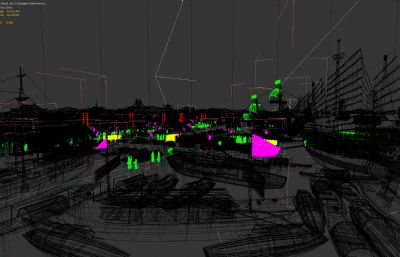 江苏嘉兴宋元时期繁荣码头场景3dmax模型(网盘下载)