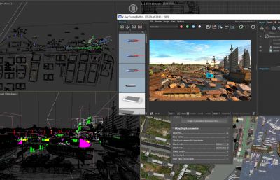 江苏嘉兴宋元时期繁荣码头场景3dmax模型(网盘下载)