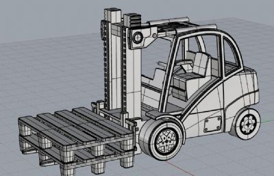 叉车叉运货物栈板rhino模型