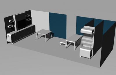 书房,办公室家具组合rhino模型