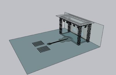 吉他T型舞台,音乐节舞台skp,obj模型