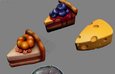 3D蛋糕,奶酪,甜甜圈模型