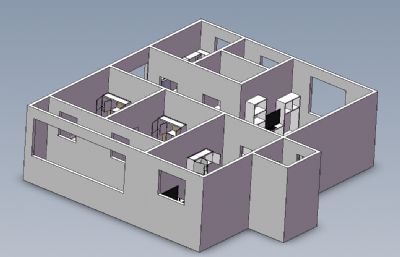 家庭装修房子截面solidworks模型