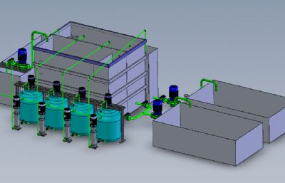 酸洗磷化污水处理系统solidworks模型