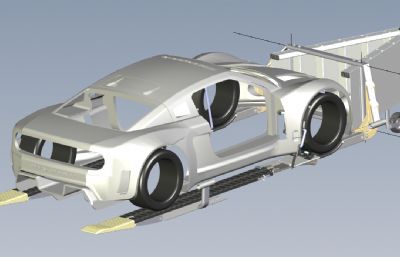 自动化拖车+汽车壳stp模型