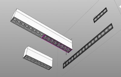 明装线形筒灯,灯具rhino模型