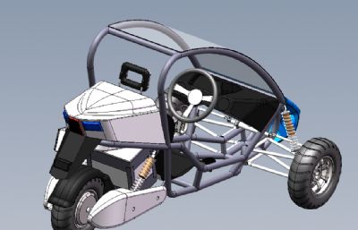 单人三轮车,三轮摩托车solidworks模型