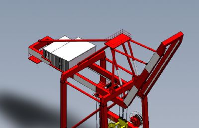 港口岸桥起重机,岸边集装箱起吊机solidworks模型,两个姿态