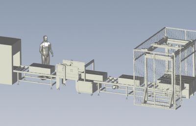 封箱打包码垛流水线,生产线stp模型