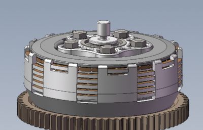 五柱六片加宽磨擦片弹簧减震solidworks模型