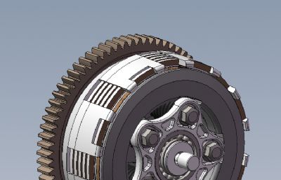 五柱六片加宽磨擦片弹簧减震solidworks模型