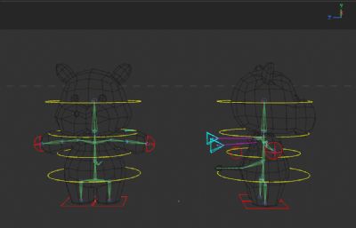 可爱卡通河马C4D模型