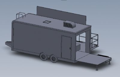 小吃餐车,拖车solidworks模型