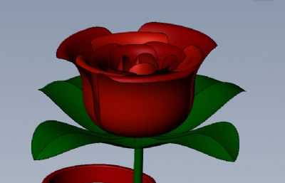 爱心玫瑰盆栽,月季花盆栽solidworks模型