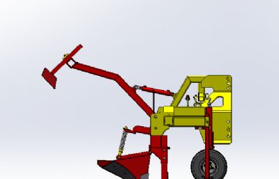 4垄中耕机液压可折叠总装solidworks模型