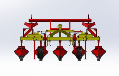 4垄中耕机液压可折叠总装solidworks模型