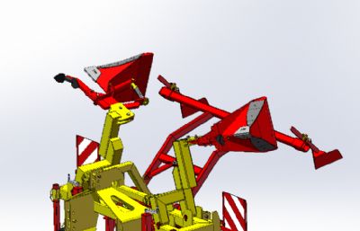 4垄中耕机液压可折叠总装solidworks模型