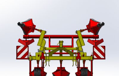 4垄中耕机液压可折叠总装solidworks模型