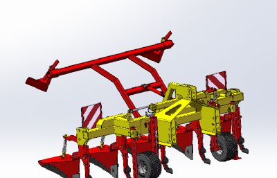 4垄中耕机液压可折叠总装solidworks模型