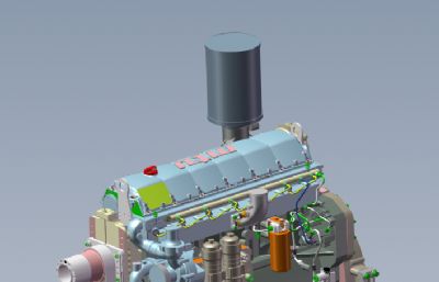 MTU柴油发动机solidworks模型