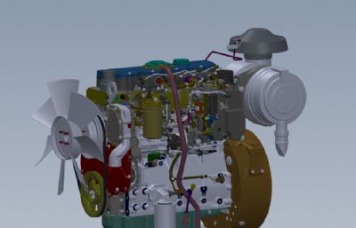 珀金斯柴油机,柴油发动机solidworks模型