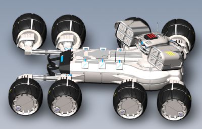 科幻8轮侦察车,战地车solidworks模型