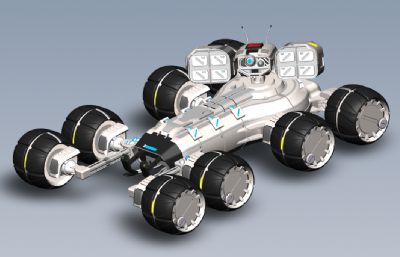 科幻8轮侦察车,战地车solidworks模型