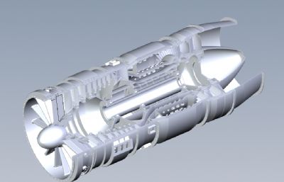 J85-GE涡轮发动机剖面结构solidworks模型