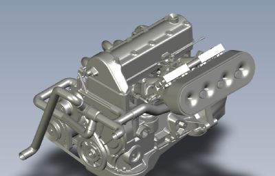 8气门气缸盖发动机solidworks模型