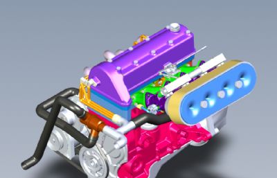 8气门气缸盖发动机solidworks模型