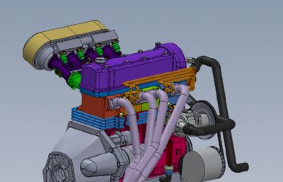 8气门气缸盖发动机solidworks模型