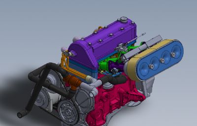 8气门气缸盖发动机solidworks模型