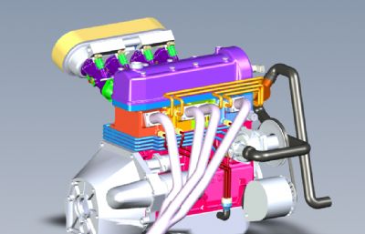 8气门气缸盖发动机solidworks模型