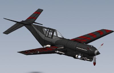 P-38闪电战斗机,歼击机solidworks模型