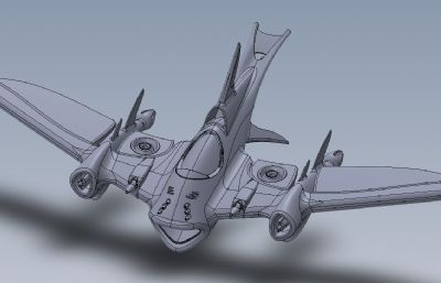 鲨鱼造型的科幻飞行器solidworks模型