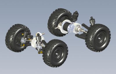 遥控车前后桥,车轮igs模型