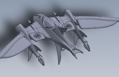 鲨鱼造型的科幻飞行器solidworks模型