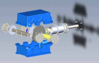 锥齿轮二级齿轮箱solidworks模型