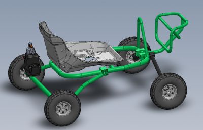 轻型电动四轮玩具小车solidworks模型