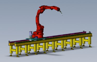 行走轴上的机器人焊接机solidworks模型