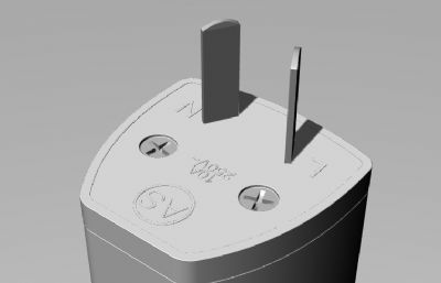 家用双孔二脚插头rhino模型