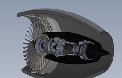 涡轮喷气发动机半剖结构solidworks模型