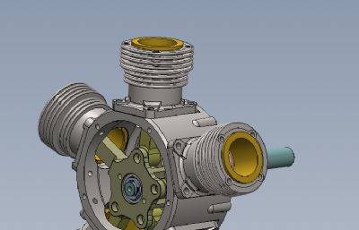 星形五缸飞机引擎solidworks模型